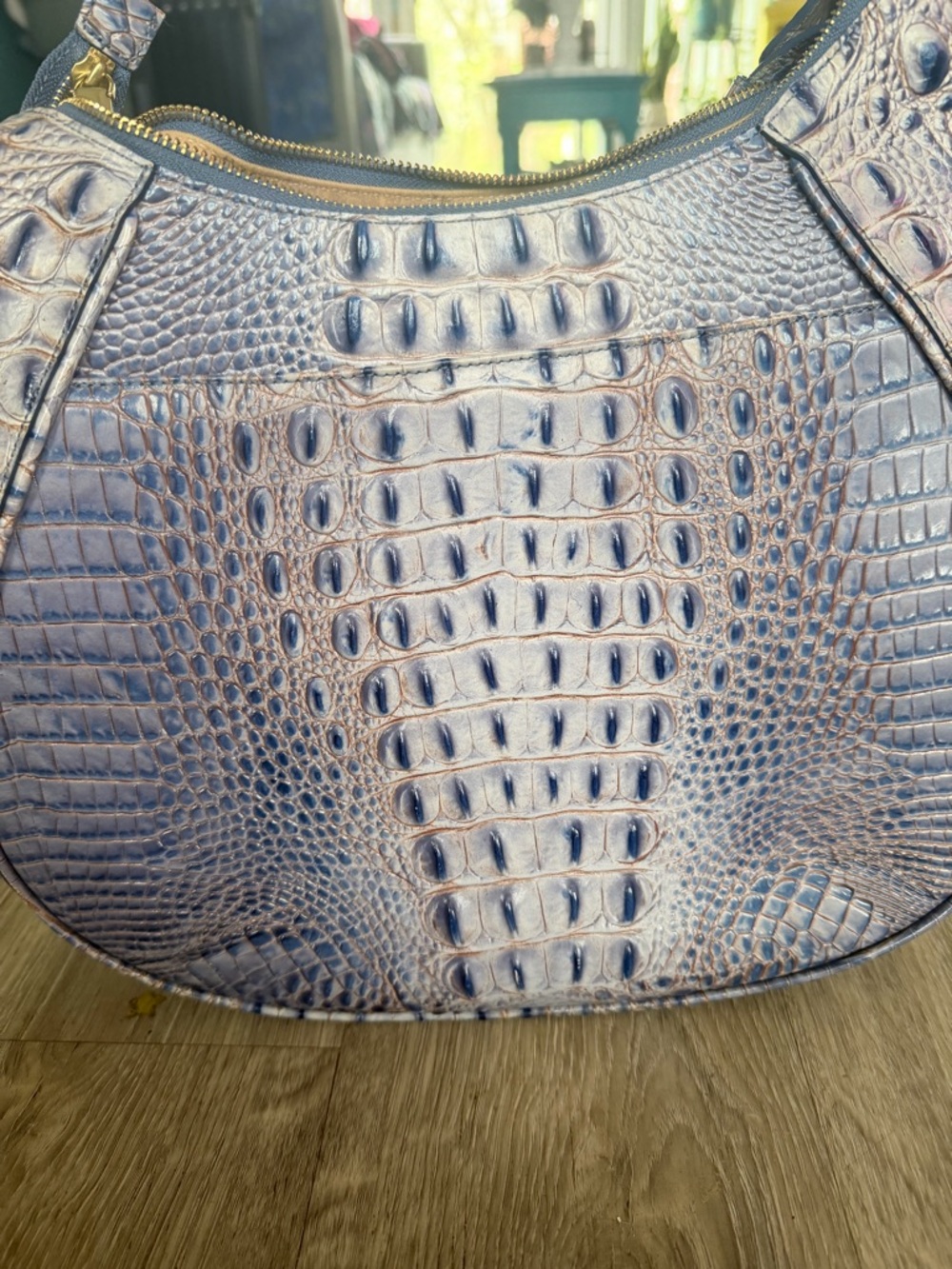 Brahmin Blue Croc-Embossed Shoulder Hobo with Matching Wallet - Unbranded - Picture 4 of 7